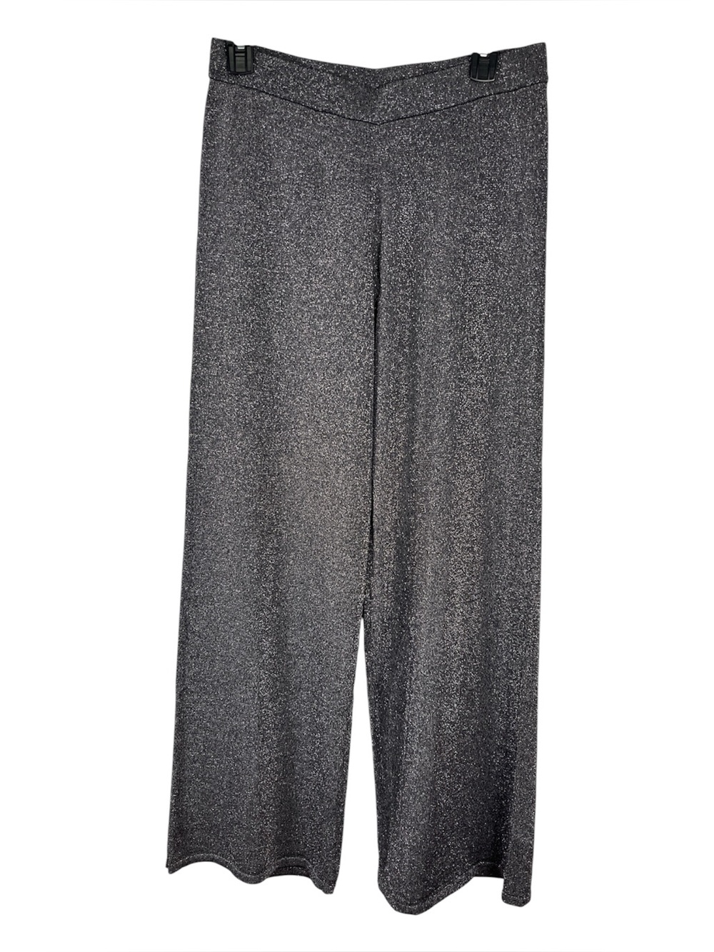 T Tahari Silver Metallic Shimmer Glitter Knit Pants Size M